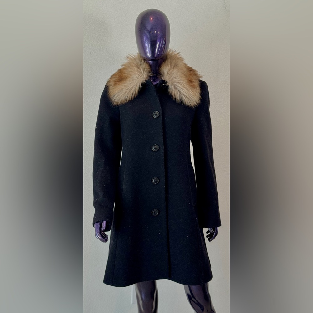 Kate Spade Black and Brown Pea Coat with Tailored Silhouette